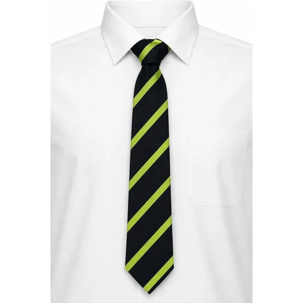 Banana Republic Silk Necktie Black Green Striped Mens Tie Business Classic